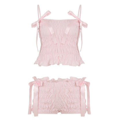 Zaire Bow Pleated Short Set