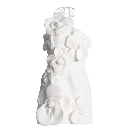 French Floral Splicing  Suspender Design Solid Color