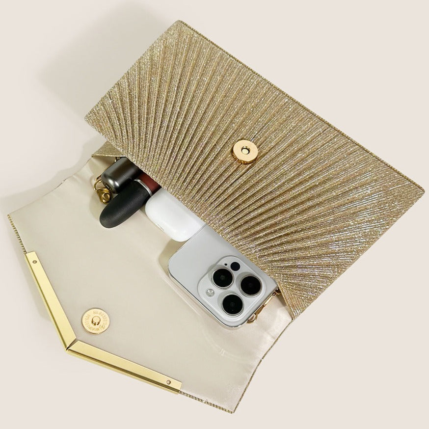 Shiny Pleated Clutch by Amy