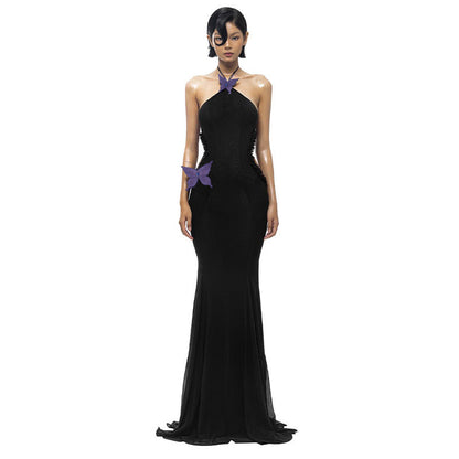 Butterfly Halter Neck Hollow Dress