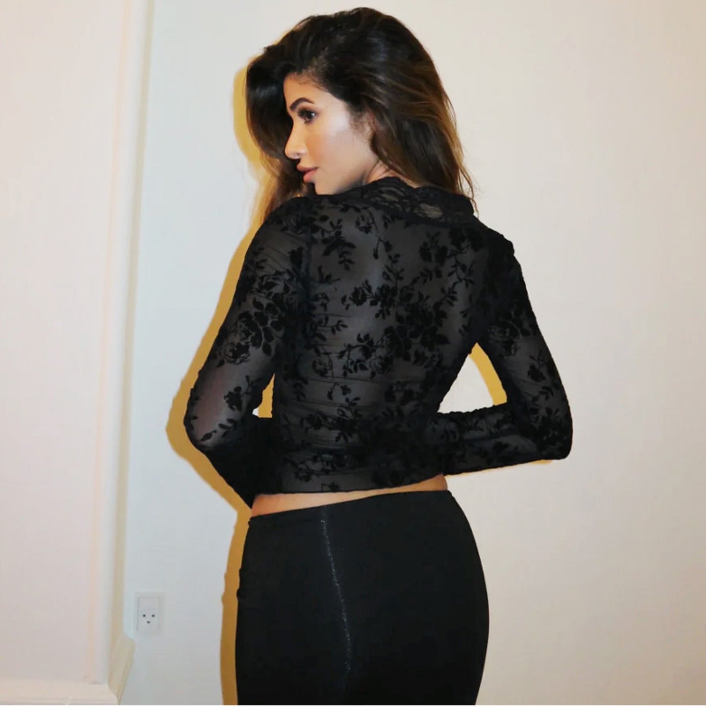 Wednesday Leopard Lace Mesh Top