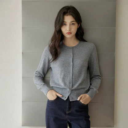 Classic Grey Button Up Cardigan