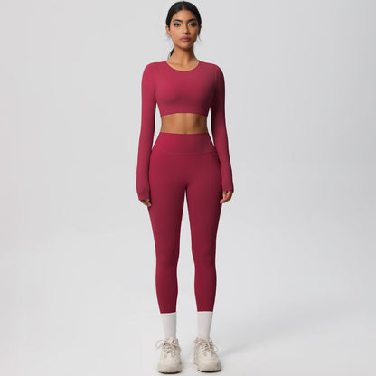 Long Sleeve Crop Top & High-Waisted  Set
