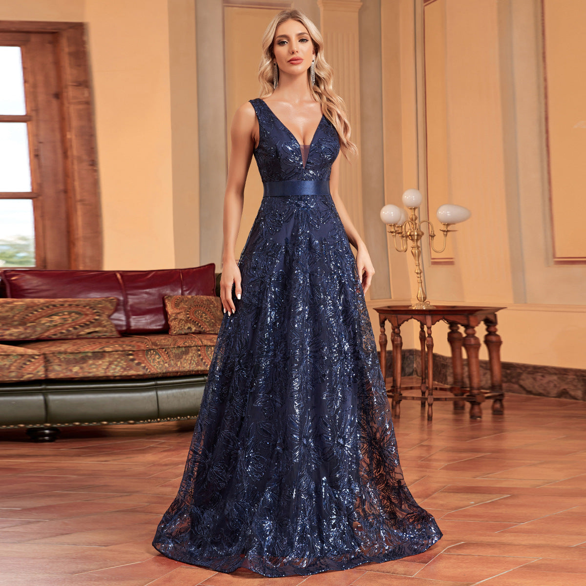 Deep V Plunge Dress Backless Slim Fit Fishtail Bridesmaid Cocktail Evening