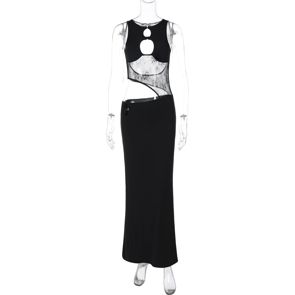 Backless Hollow Out Cutout out Stitching Slim Fit Dress