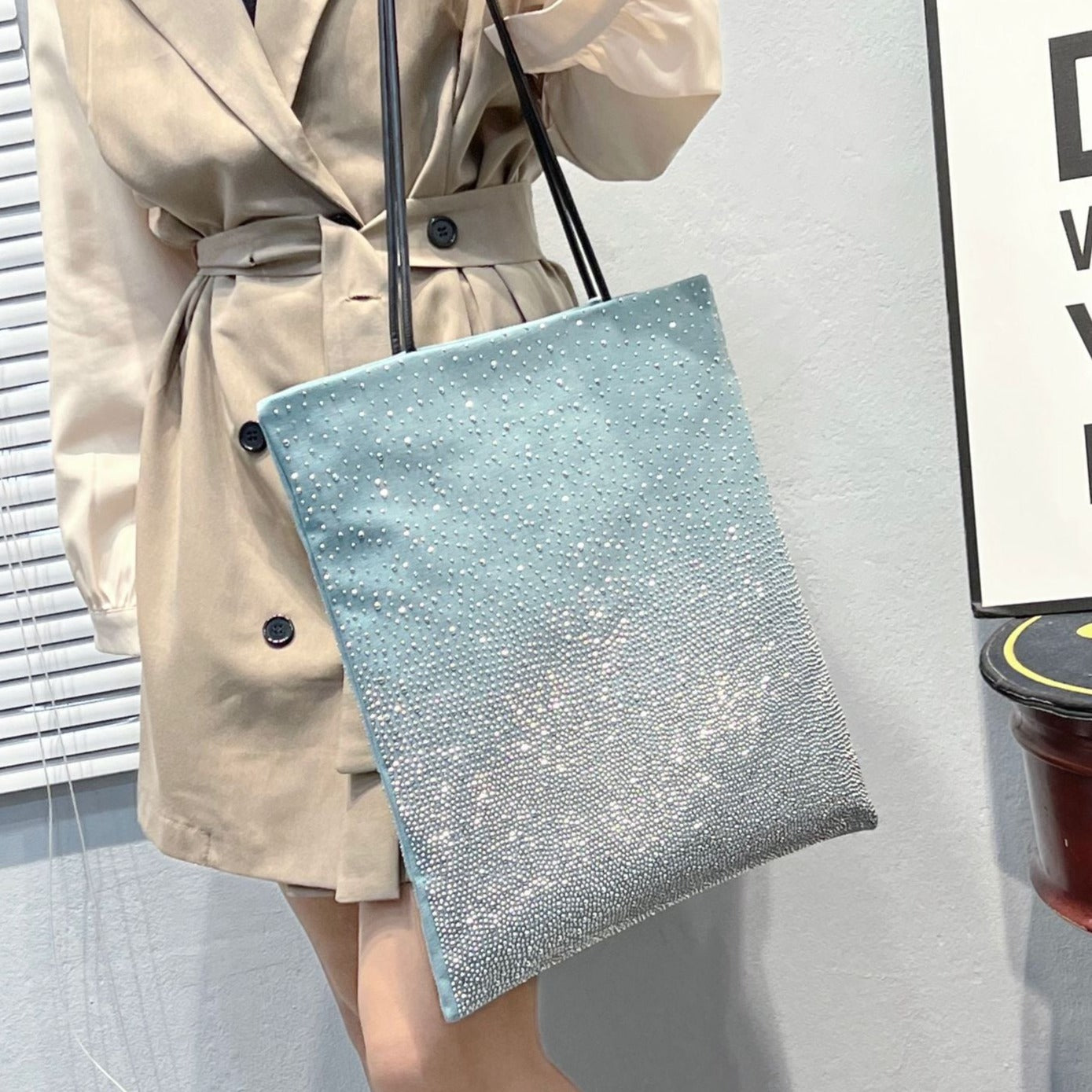 Gradient Rhinestones Tote Bag by Karen