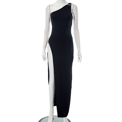 One Shoulder Sleeveless Asymmetric Dress