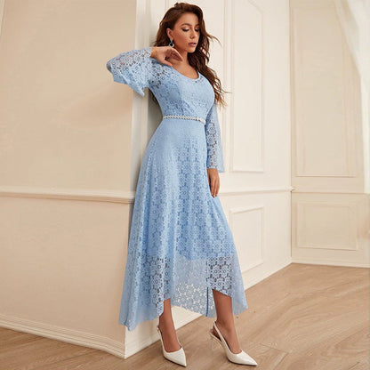 Casual Two Piece Set Maxi Dress Round Neck A line Big Hem Dress