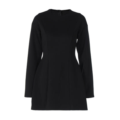 Crew Neck Waist Tight Long Sleeve Zipper Dress