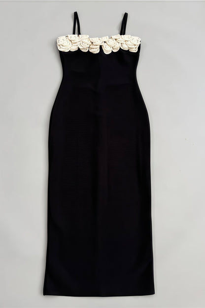 Zoratd Black Strapless Lace Bandage Midi Dress