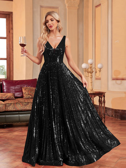Elegant Champagne Beaded Dress Long Slim Bridesmaid Cocktail Evening