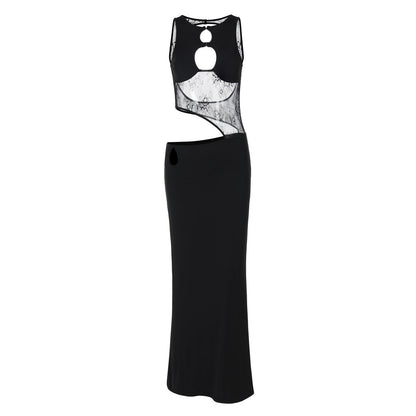 Backless Hollow Out Cutout out Stitching Slim Fit Dress