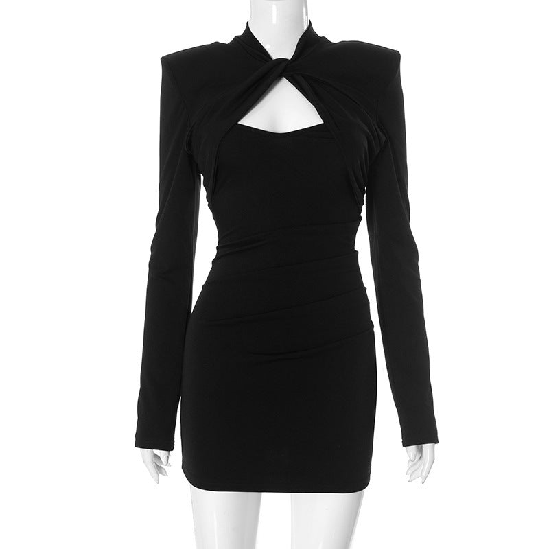 Afnan Twisted Long Sleeve Mini Dress