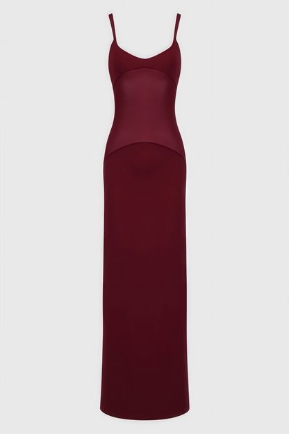 Eirand Red Halter Mesh Maxi Dress