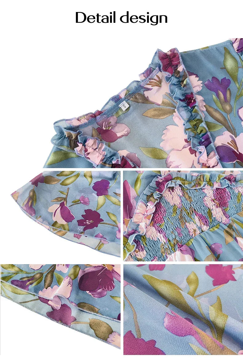 Women Summer Dress with Smocked Waist and Slit