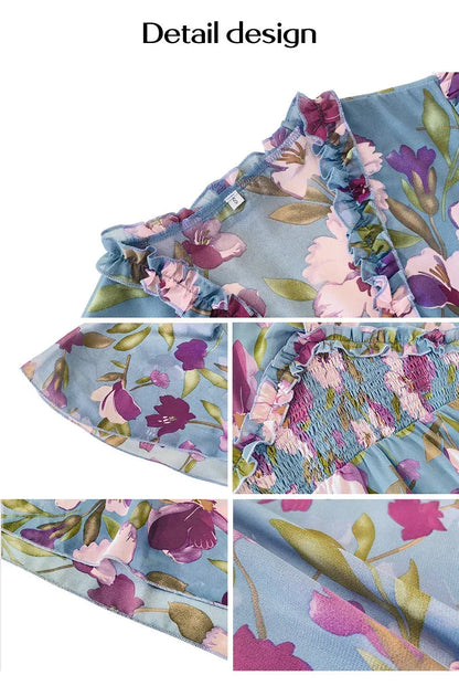 Women Summer Dress with Smocked Waist and Slit