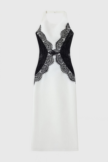 Kellan Crepe And Lace Open Back Maxi Dress