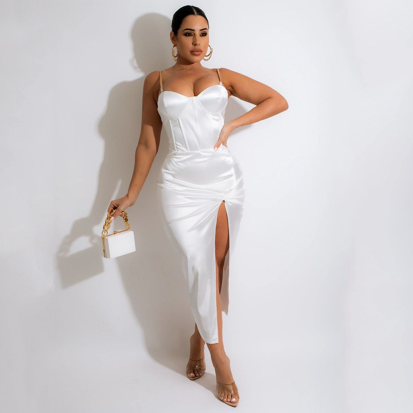 Irregular Asymmetric Solid Color Mid Length Dress