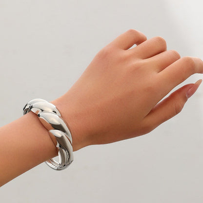Wide Openwork Coil Metal Cuff Bracelet
