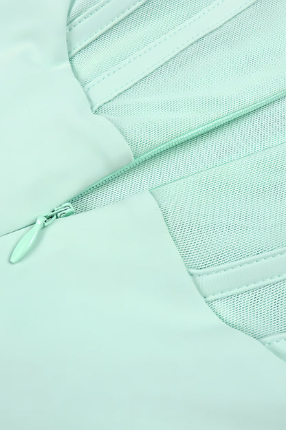 Gened Green Ribbon Sheer Chiffon Maxi Dress