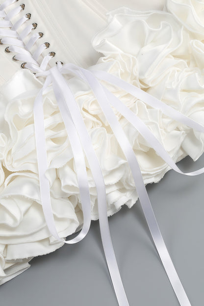 Mirabel White Strapless Flower Mini Dress