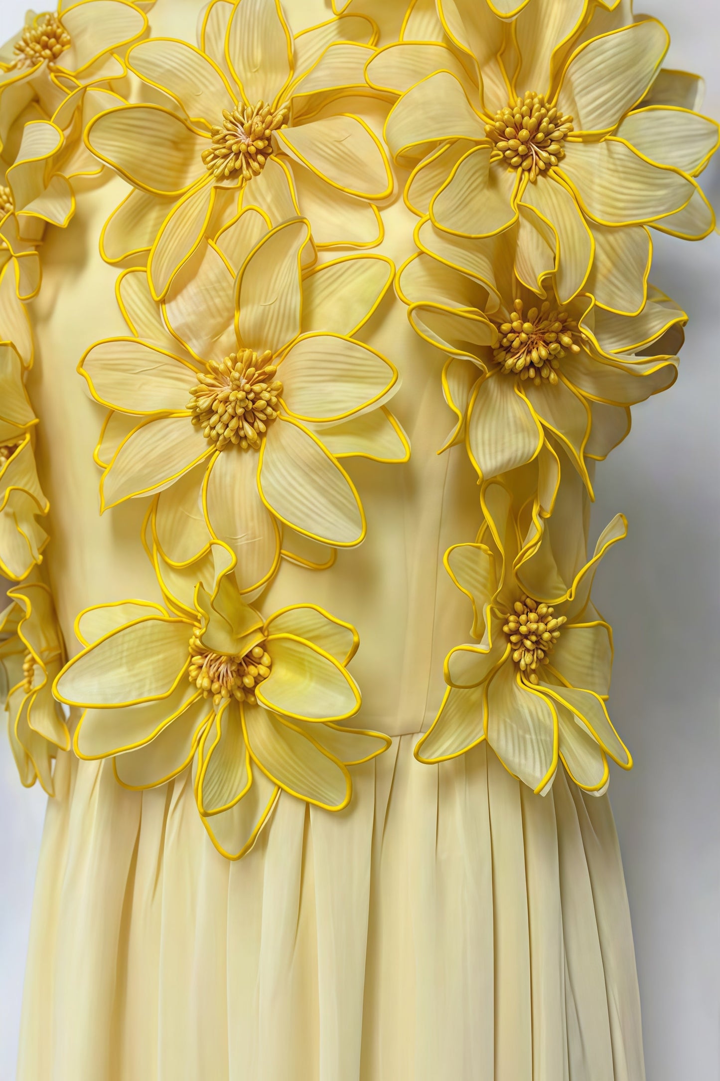 Xaelyth Yellow 3D Floral Maxi Dress