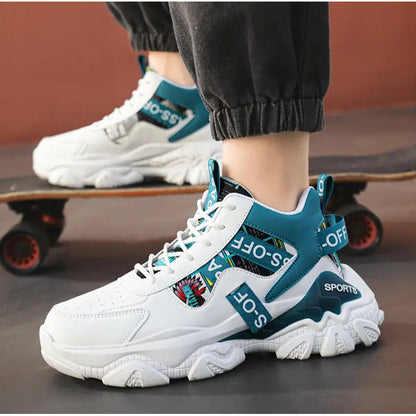 Women's Trendy Platform Sneakers With Letter Imprints And Lace Up Fit