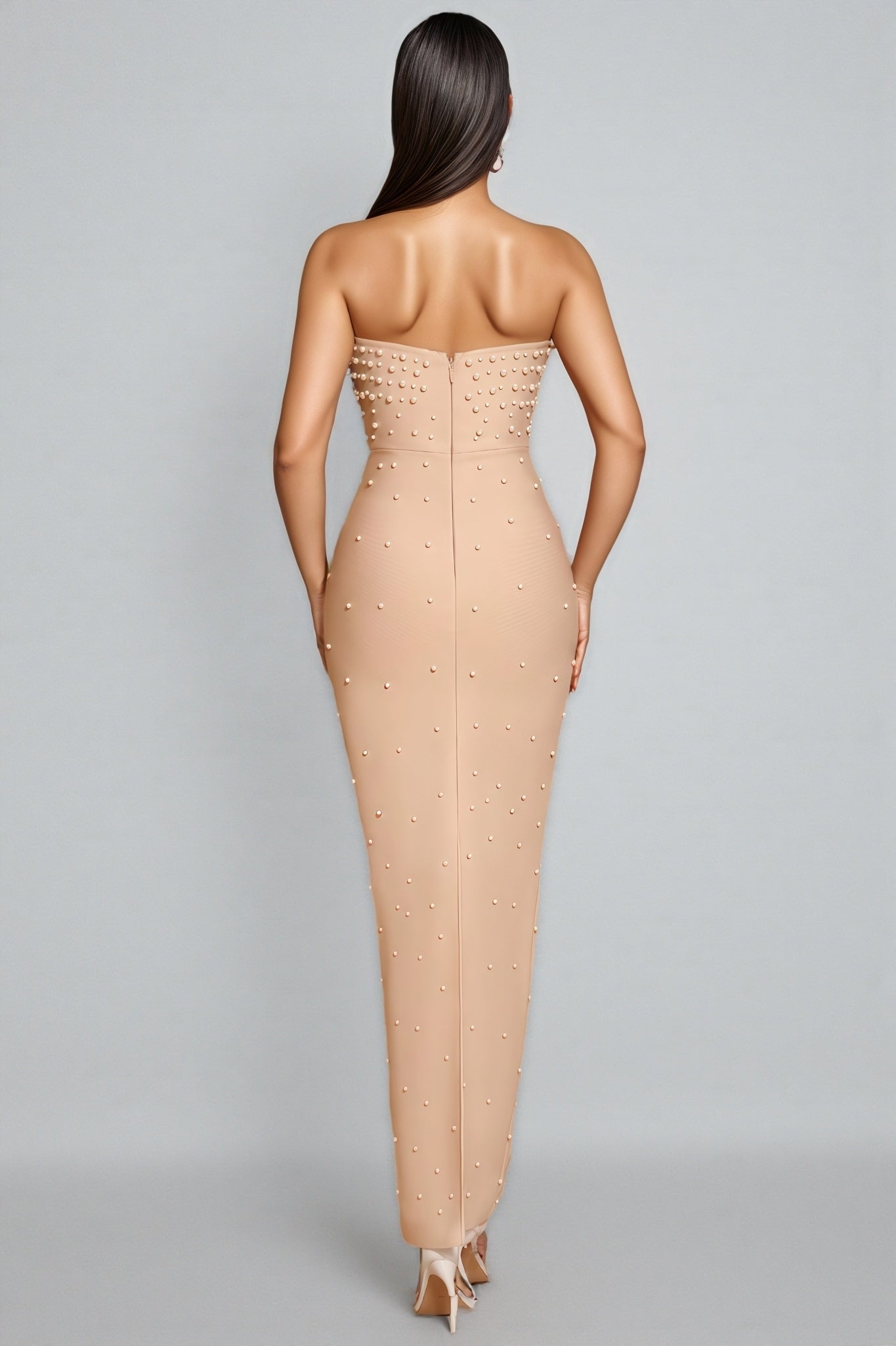 Sevyn Strapless Pearl Maxi Dress