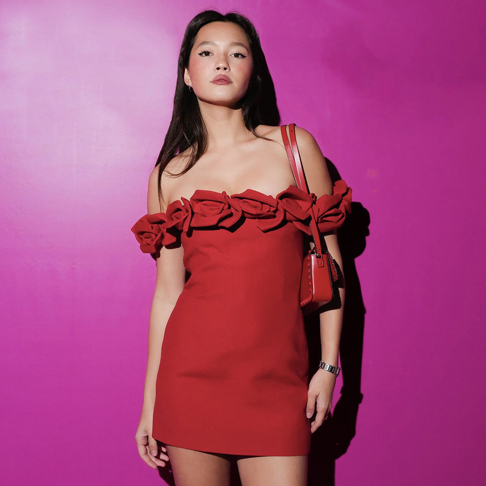 Red Bardot Floral Dress Stretch Dress