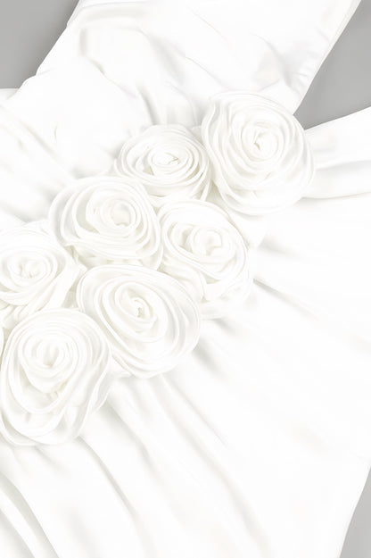 Vivialk V-neck 3D Flower Pleated Maxi Dress