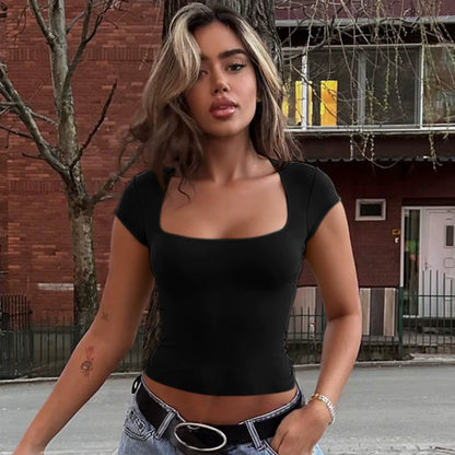 Nasra Flutter Sleeve Crop Top
