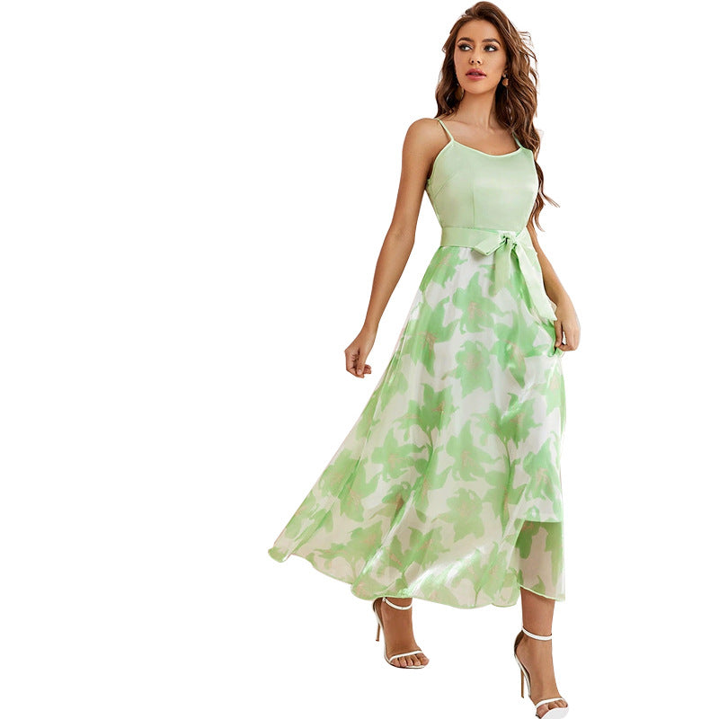Party Gathering High Waist Sling Tied Dress Dress