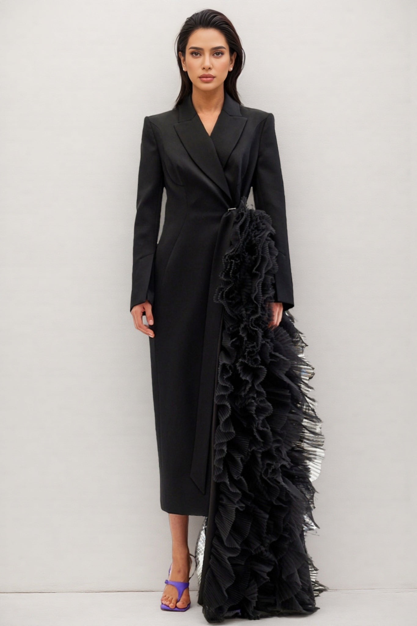 Edmund Irregularly Spliced Mesh Maxi Dress