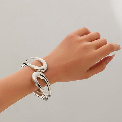 Wide Openwork Coil Metal Cuff Bracelet