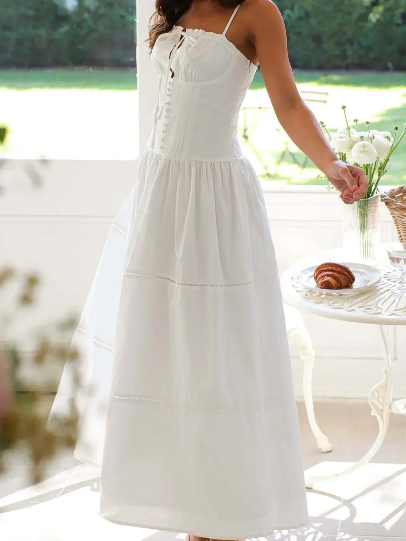 Coral Smocked Bodice Maxi Sun Dress