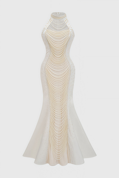Binlk Beaded Round Neck Sleeveless Maxi Dress