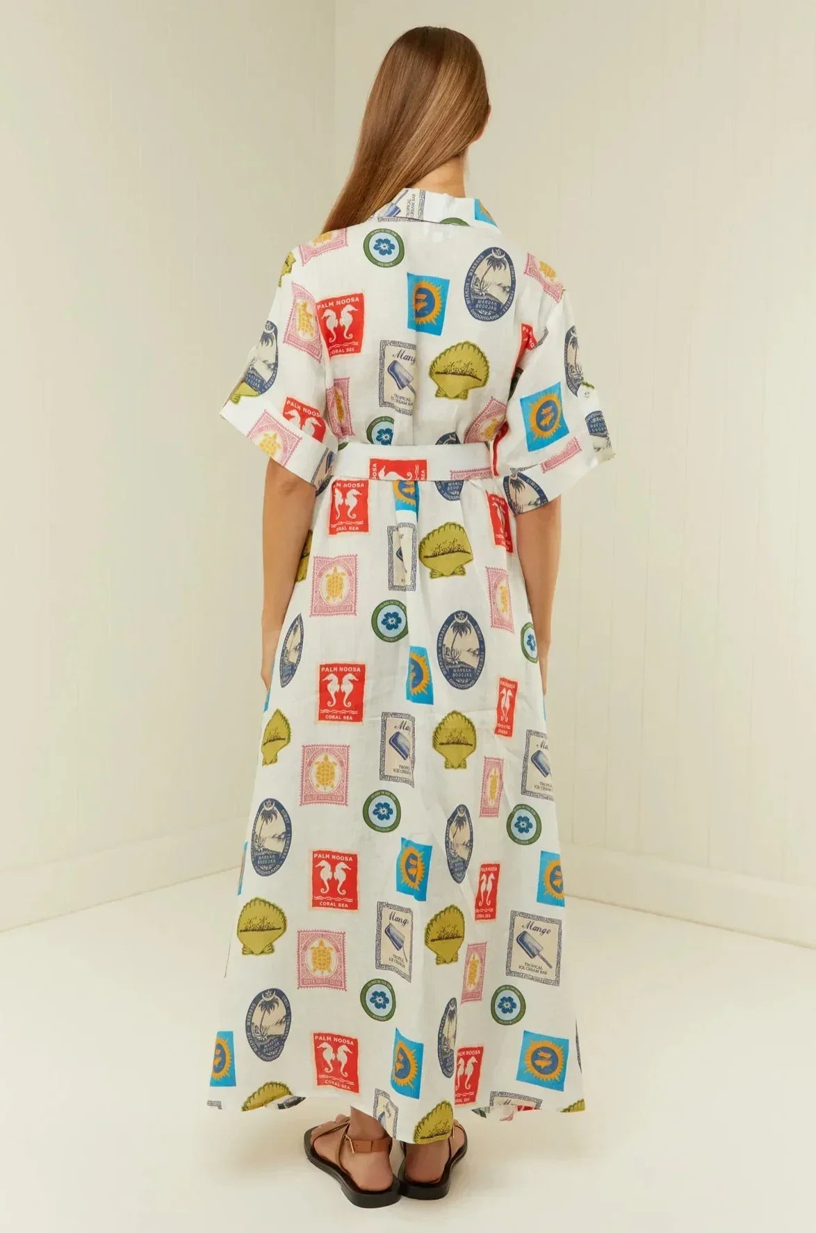 Women’s Linen Long Shirt Dress with Belt Summer Dress