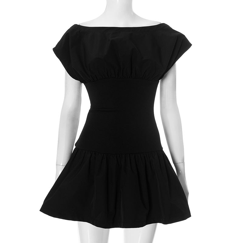 Elegant Solid Color Waist Tight Slim Fit Dress
