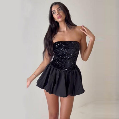 off the Shoulder Tube Top Short Sequin