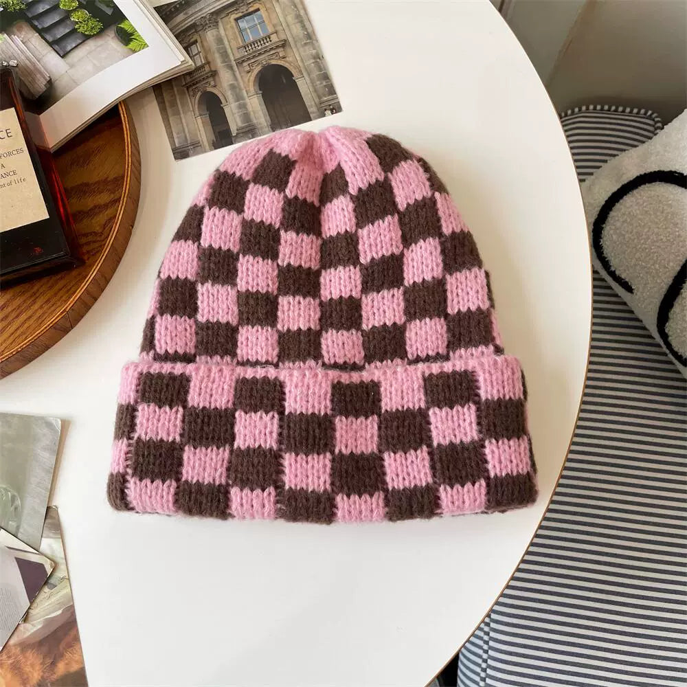 Checkered Knit Hat