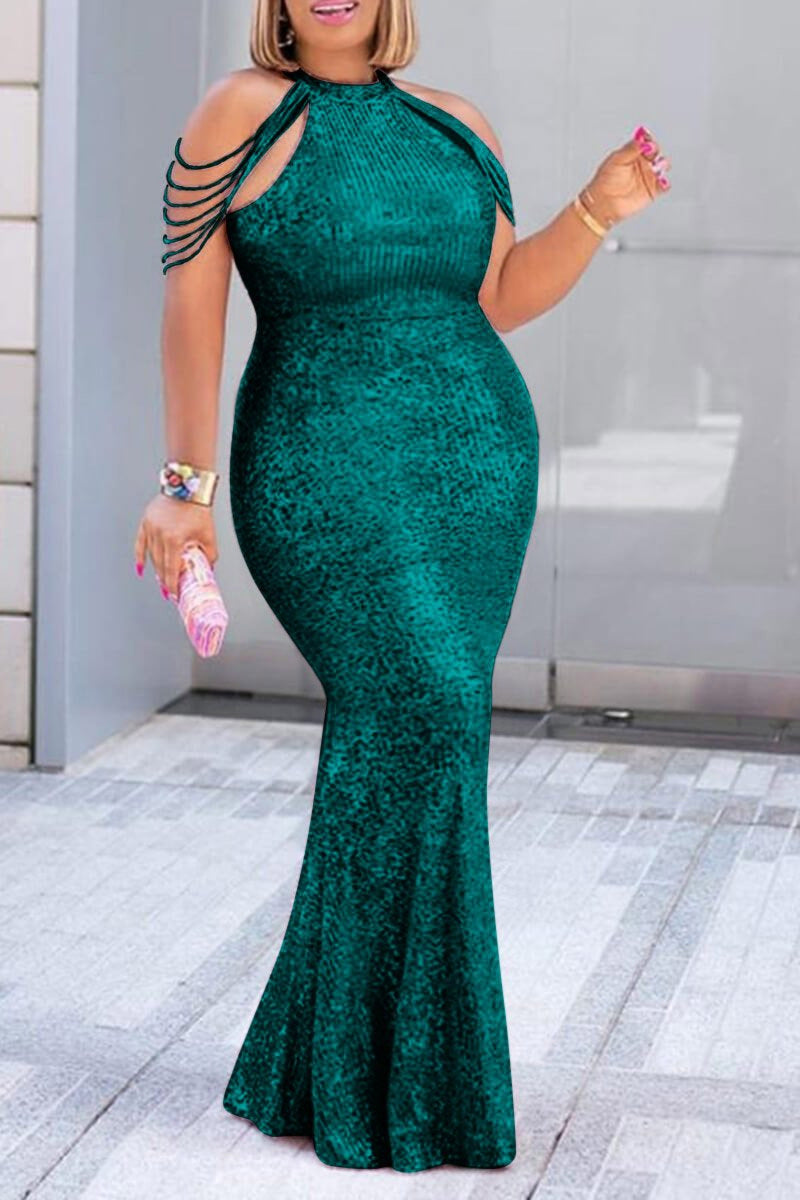 Plus Size Baggy Package Hip Sequ Dress Office Dress