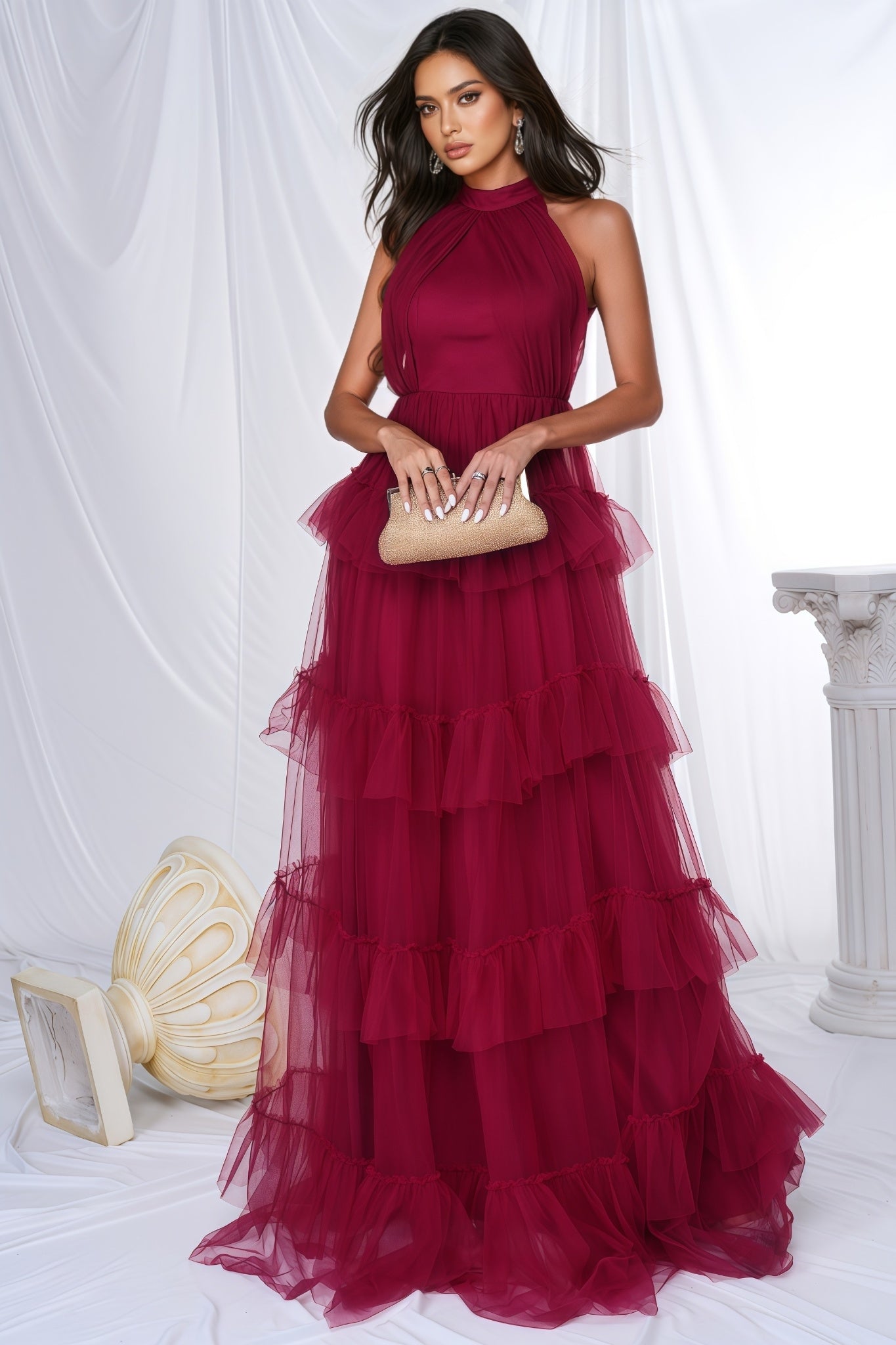 Vira Red Strapless Maxi Dress