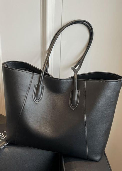 Elara – Two-Tone PU Leather Tote Bag with Long Shoulder Straps
