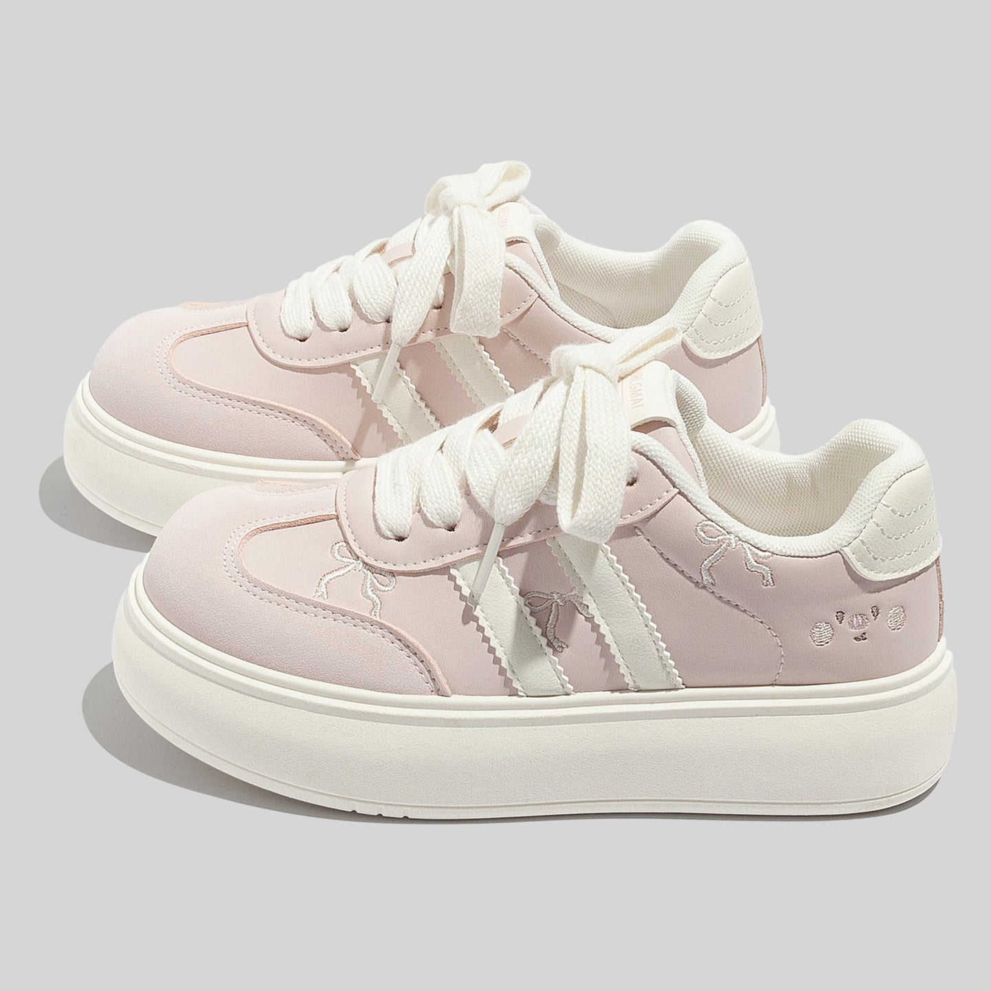 Women's Trendy Laced Up Suede Sneakers With Red Laces