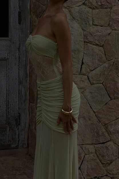 Fashion Lace Splicing Sexy Sleeveless Off-shoulder Slim Maxi Dress