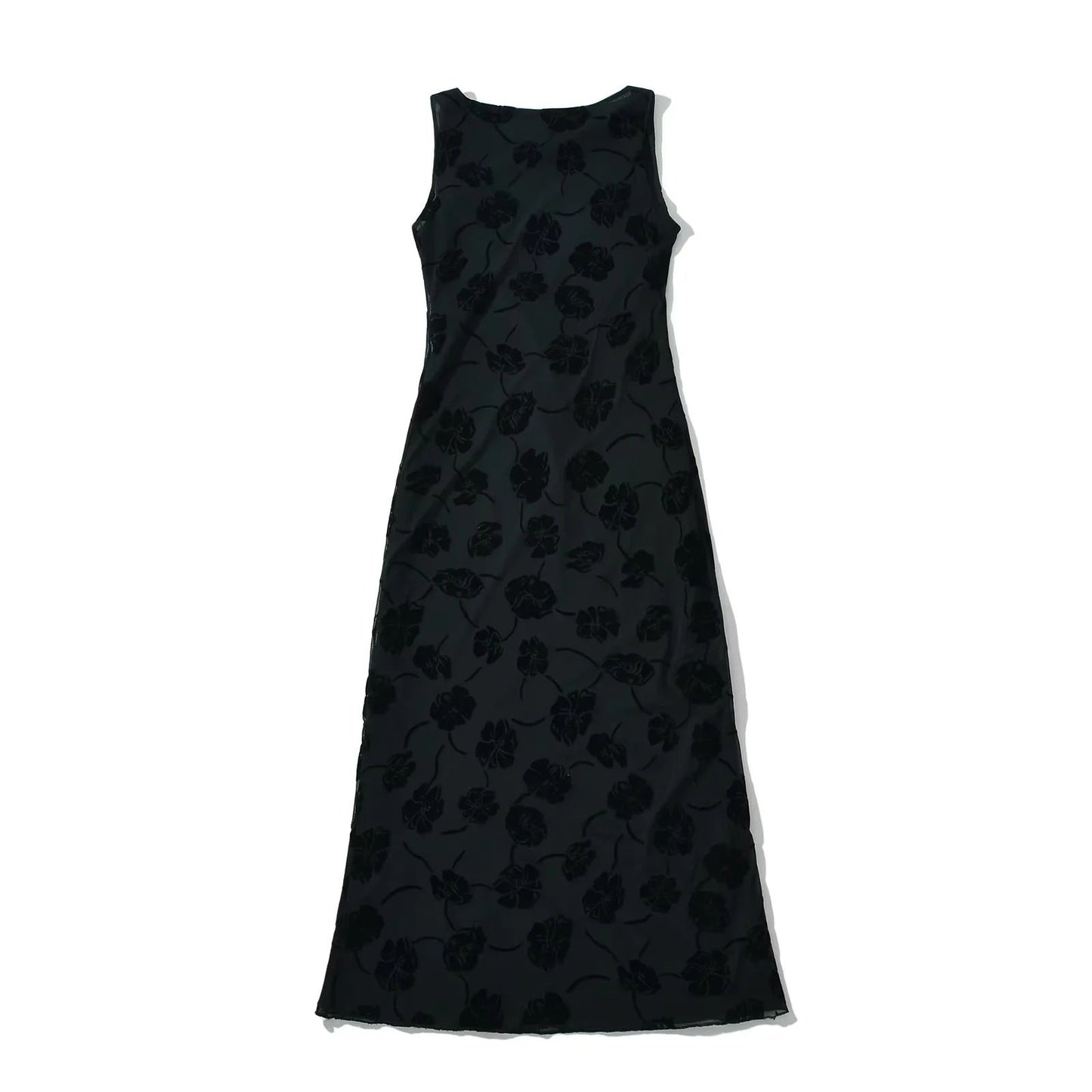 Mesh See through Dress Embroidered Super Flattering Celebrity Sleeveless Party Dress
