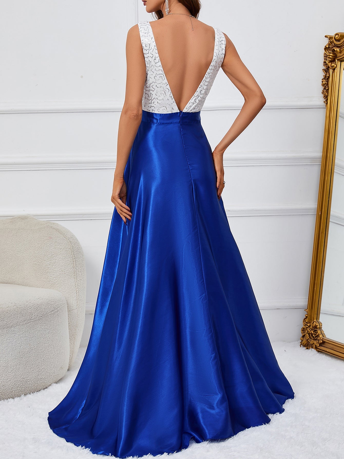 Dress V neck Sequined Dress Summer