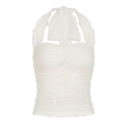 Lace Trim Halter Camisole Top