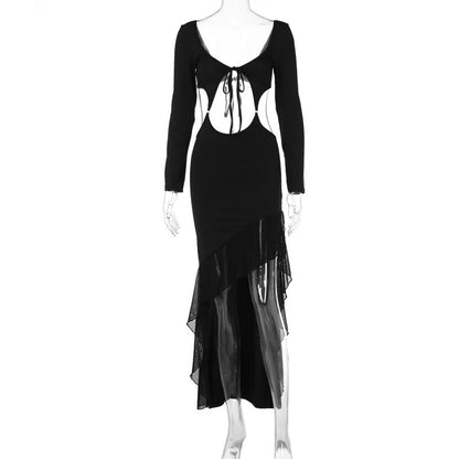 Hollowed Out Wrapped Chest Backless Slim Fit High Waist Dress