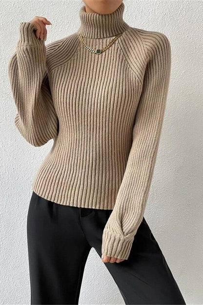 Loose Slim High Collar Knitted Sweater